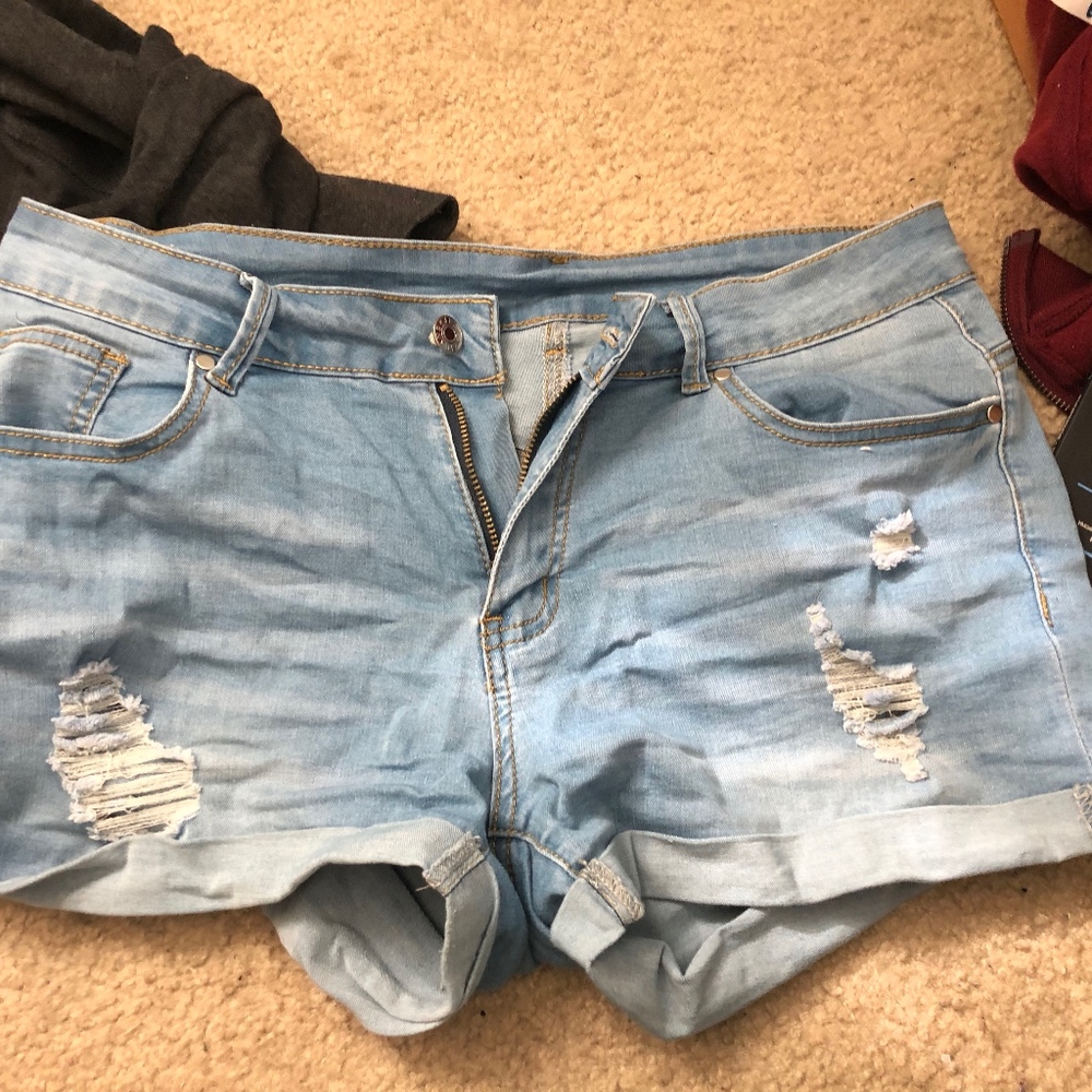 blue shorts